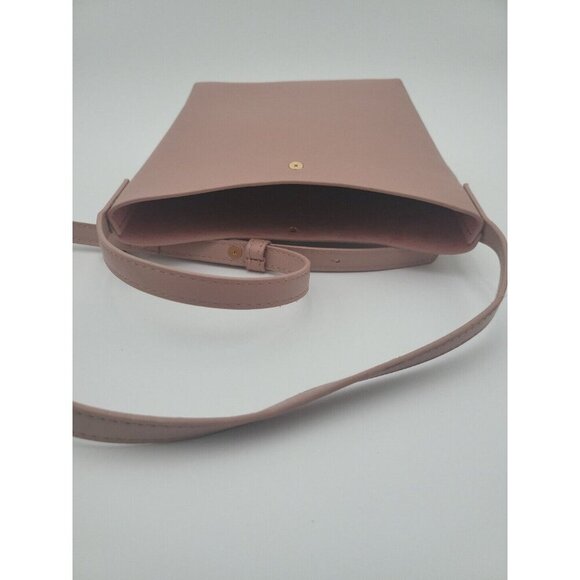 NEW Samara Minimalist Medium Shoulder Bag Peony Pink Vegan Leather Crossbody - Picture 8 of 11